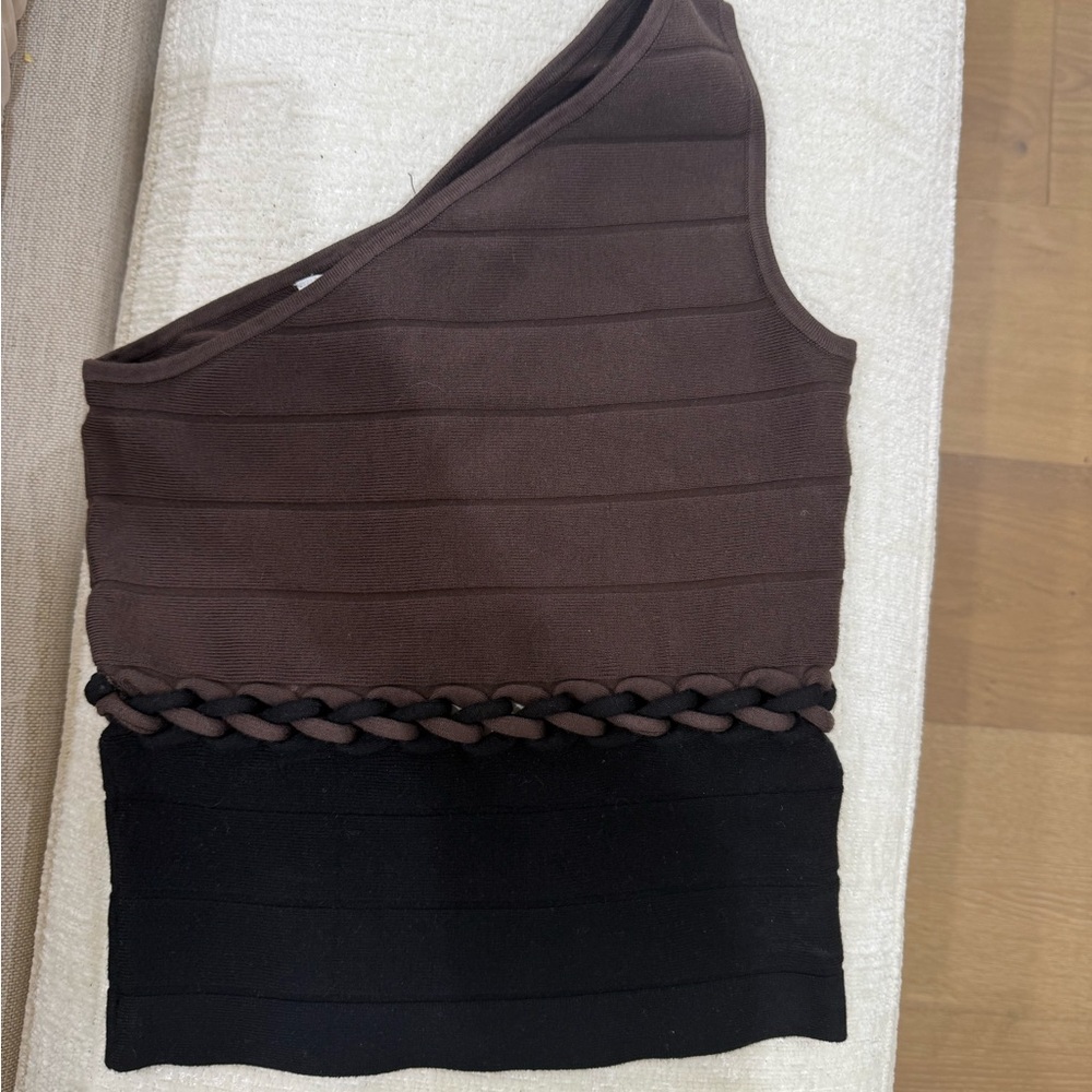Express Chocolate One-Shoulder Top